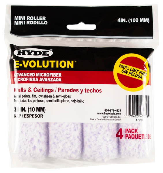 HYDE E-Volution 47318 Mini Roller Cover, 3/8 in Thick Nap, 4 in L [SKU: ORG7415102]