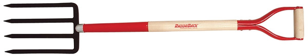 RAZOR-BACK 72103/SALD Spading Fork, 7 in W Tine, 11 in L Tines, Diamond Shaped Tine, 4 -Tine, Steel Tine [SKU: ORG6430516]