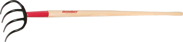 RAZOR-BACK 75144 Potato Hook, 6.9 in W, 57-1/8 in L, 6-1/2 in L Tine, 4 -Tine, Hardwood Handle [SKU: ORG6823421]