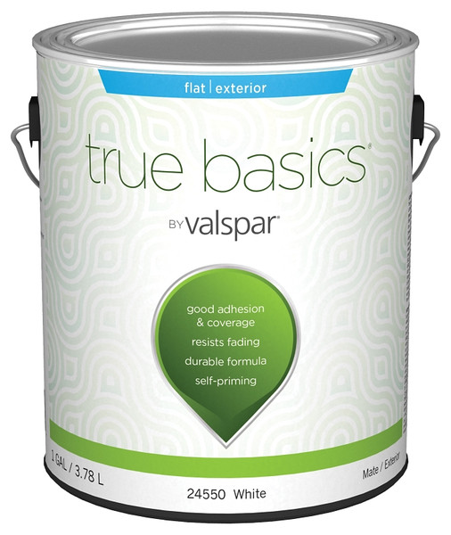 Valspar TRUE Basics 24550 Series 080.0024550.007 Exterior Paint, Flat, White, 1 gal [SKU: ORG7351018]