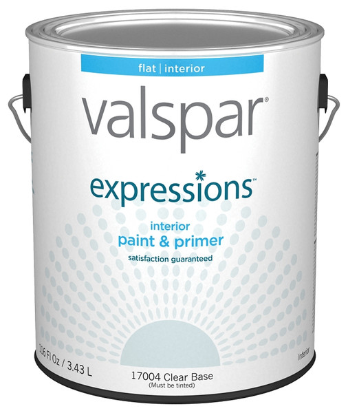 Valspar Expressions 005.0017004.007 Interior Paint, Flat, Clear, 1 gal, Latex Base, Resists: Fade, Stain [SKU: ORG6412191]