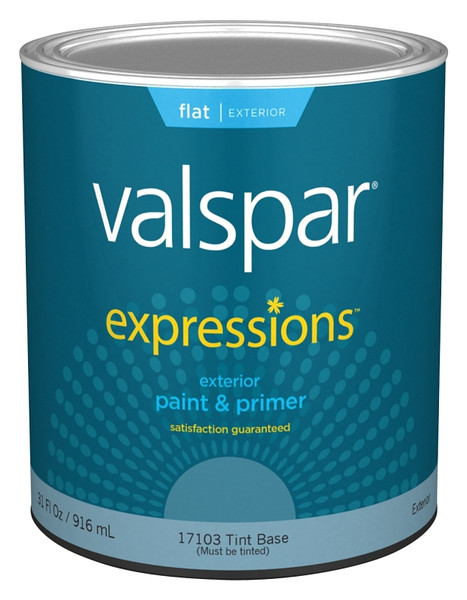 Valspar 005.0017103.005 Exterior House Paint, Flat, Tint Base, 1 qt [SKU: ORG6414247]