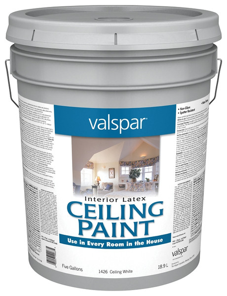 Valspar 027.0001426.008 Interior Paint, Flat, White, 5 gal, Latex Base, Resists: Spatter [SKU: ORG5986583]