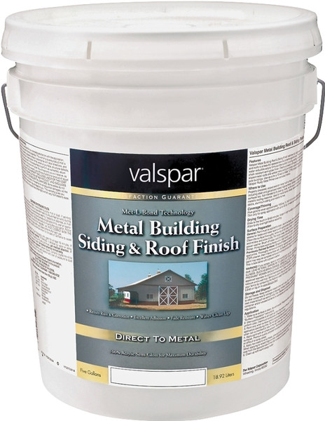 Valspar 027.0004260.008 Building Roof and Siding Finish, Semi-Gloss, Brite White, 5 gal [SKU: ORG7180151]