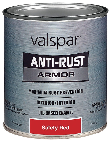 Valspar Anti-Rust Armor 044.0021827.005 Enamel Paint, Gloss, Safety Red, 1 qt, Can [SKU: ORG6401616]