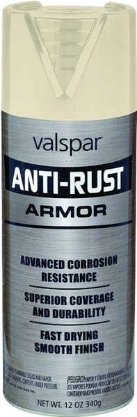 Valspar 044.0021935.076 Anti-Rust Enamel Spray Paint, Gloss, Almond, 16 oz, Aerosol Can [SKU: ORG4432720]