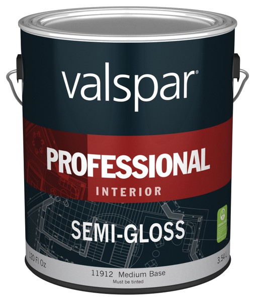 Valspar 11900 Series 045.0011912.007 Interior Paint, Semi-Gloss, Medium, 1 gal, Can, Latex Base, Resists: Block [SKU: ORG2023851]