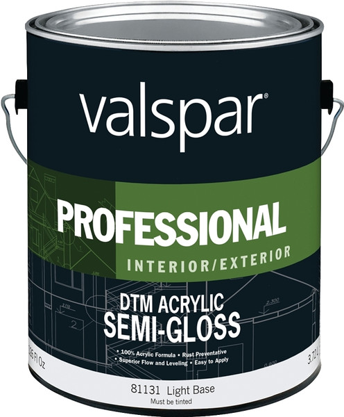 Valspar 045.0081131.007 DTM Acrylic Topcoat, Semi-Gloss, Light Base, 1 gal, Pail [SKU: ORG5872080]
