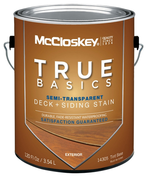 McCloskey True Basics 080.0014305.007 Deck and Siding Stain, Tint Base, Liquid, 3.5 L [SKU: ORG1106327]