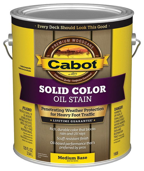 Cabot 140.0001608.007 Decking Stain, Opaque, Medium Base, Liquid, 1 gal [SKU: ORG7980378]