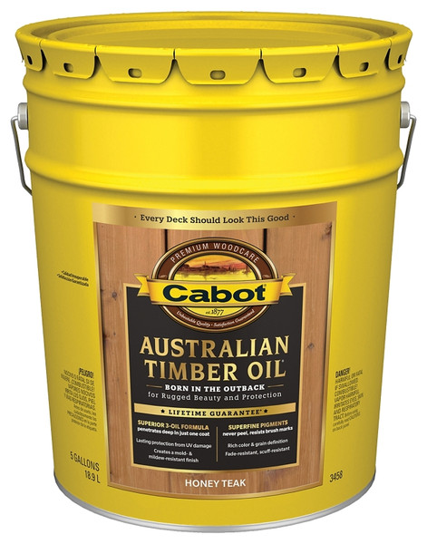 Cabot 3400 Series 140.0003458.008 Australian Timber Oil, Honey Teak, Liquid, 5 gal, Pail [SKU: ORG8392151]