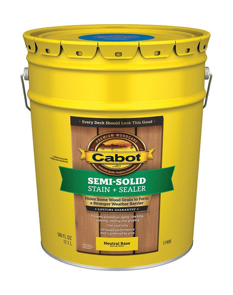 Cabot 17400 Series 140.0017406.008 Exterior Stain, Semi-Solid, Deep Base, Liquid, 5 gal [SKU: ORG6181903]