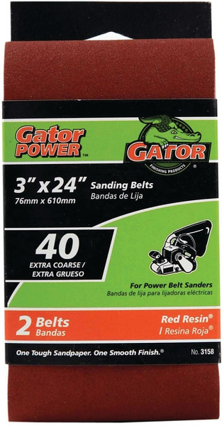 Gator 3158 Sanding Belt, 3 in W, 24 in L, 40 Grit, Extra Coarse, Aluminum Oxide Abrasive [SKU: ORG5696588]
