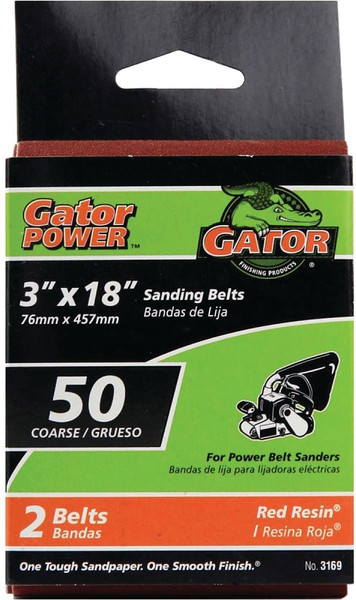 Gator 3169 Sanding Belt, 3 in W, 18 in L, 50 Grit, Coarse, Aluminum Oxide Abrasive [SKU: ORG3967544]