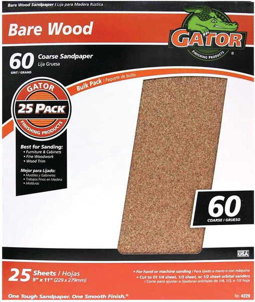 Gator 3278 Sanding Sheet, 11 in L, 9 in W, 60 Grit, Garnet Abrasive [SKU: ORG9177981]