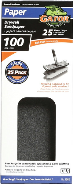Gator 3311 Sanding Sheet, 11 in L, 4-3/8 in W, 100 Grit, Medium, Silicone Carbide Abrasive [SKU: ORG9364241]