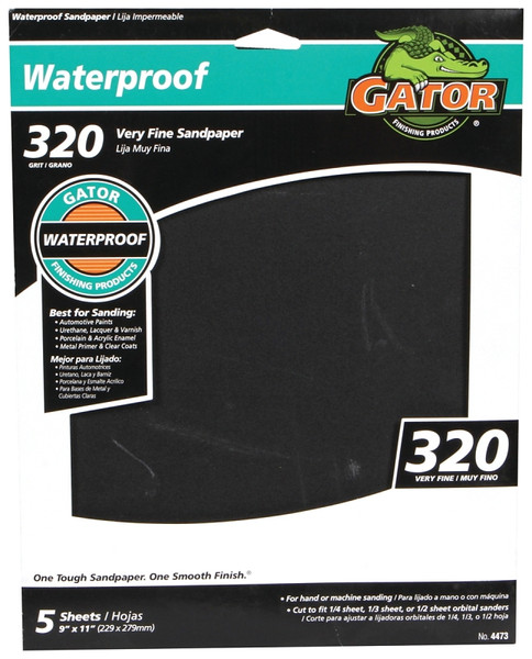 Gator 4473 Sanding Sheet, 9 in L, 11 in W, 320 Grit, Very Fine, Silicone Carbide Abrasive [SKU: ORG2591873]