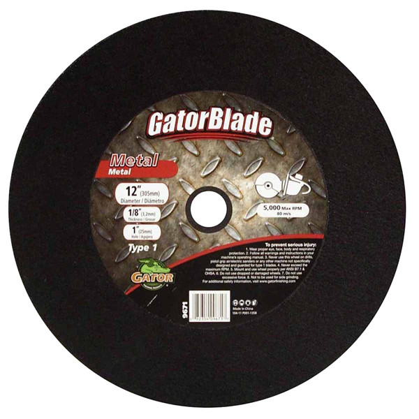 GatorBlade 9671 Cut-Off Wheel, 12 in Dia, 1/8 in Thick, 1 in Arbor [SKU: ORG8045643]