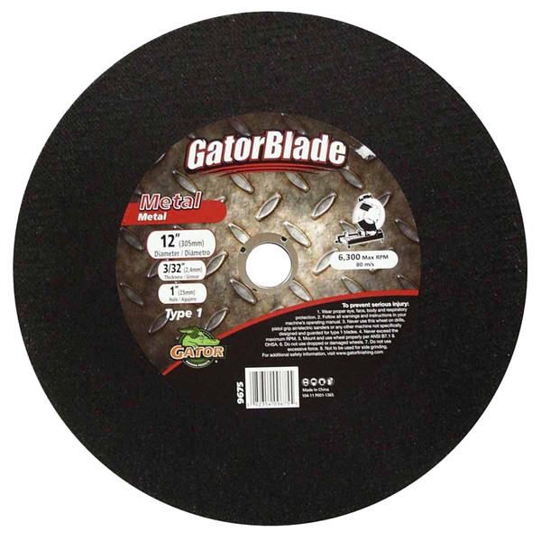 GatorBlade 9675 Cut-Off Wheel, 12 in Dia, 3/32 in Thick, 1 in Arbor [SKU: ORG8045676]
