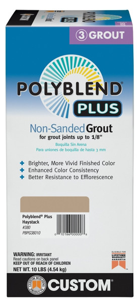 CUSTOM Polyblend PBPG38010 Non-Sanded Grout, Solid Powder, Characteristic, Haystack, 10 lb Box [SKU: ORG1515170]