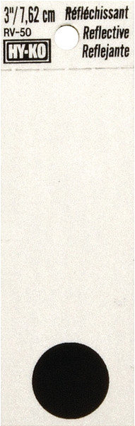 HY-KO RV-25/. Reflective Sign, Character: ., 2 in H Character, Black Character, Silver Background, Vinyl [SKU: ORG5982269]