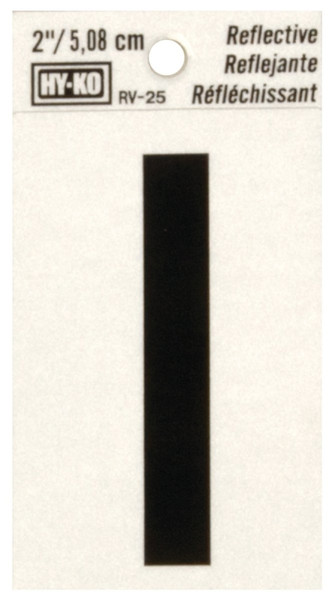 HY-KO RV-25/I Reflective Letter, Character: I, 2 in H Character, Black Character, Silver Background, Vinyl [SKU: ORG0734962]