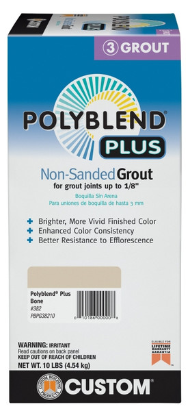 CUSTOM Polyblend PBPG38210 Non-Sanded Grout, Solid Powder, Characteristic, Bone, 10 lb Box [SKU: ORG1515196]
