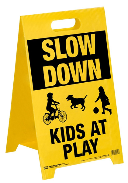 HY-KO PFS-KID Sign Stand, SLOW KIDS AT PLAY, Black/Yellow Legend, Plastic [SKU: ORG7449598]
