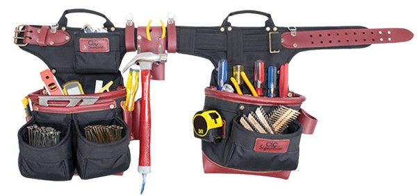 CLC Signature Elite Series 54560 Adjustable Tool Apron, 32 to 41 in Waist, Leather/Nylon, Black/Chestnut, 19-Pocket [SKU: ORG7415854]