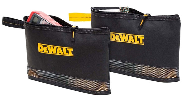 DeWALT DG5102 Multi-Purpose Zip Bag, 12 in W, 2-1/2 in D, 7 in H, 2-Pocket, Polyester, Black [SKU: ORG3459690]