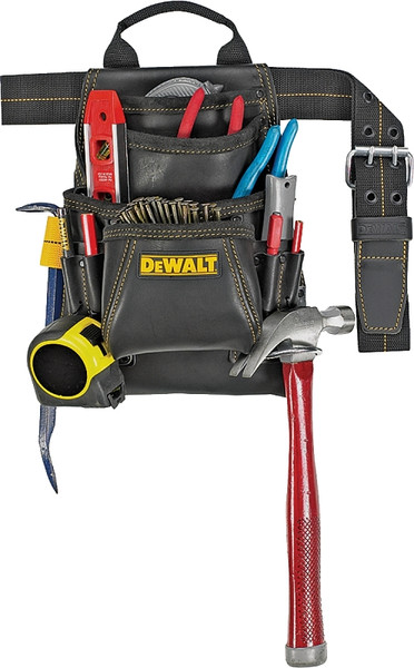 CLC DG5433 Nail/Tool Bag, 9-1/4 in W, 4 in D, 13 in H, 10-Pocket, Leather, Black [SKU: ORG3697406]