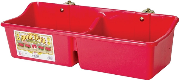 Little Giant HFP24DRED Hook Over Feeder, 2 qt Volume, 2-Compartment, Polyethylene/Steel, Red [SKU: ORG5182894]