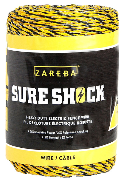 Zareba Sure Shock HDW656YA-Z Heavy-Duty Polywire, 3-Conductor, Aluminum Conductor, 656 ft L [SKU: ORG0055475]
