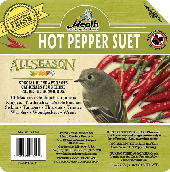 HEATH DD-25 Suet Cake, All-Season, Hot Pepper Flavor, 11.25 oz [SKU: ORG6226062]