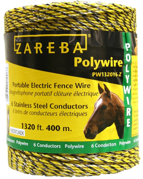 Zareba Fi-Shock PW1320Y9-FS Polywire, Stainless Steel Conductor, Yellow, 1320 ft L [SKU: ORG6273916]