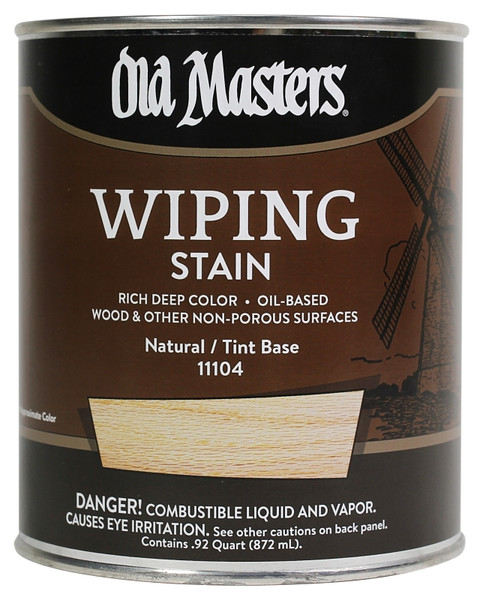 Old Masters 11104 Wiping Stain, Natural Tint Base, Liquid, 1 qt, Can [SKU: ORG0025759]