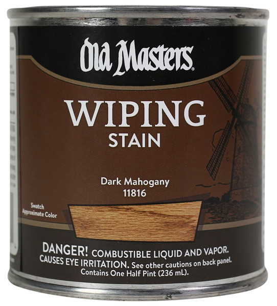 Old Masters 11816 Wiping Stain, Dark Mahogany, Liquid, 0.5 pt, Can [SKU: ORG8122541]