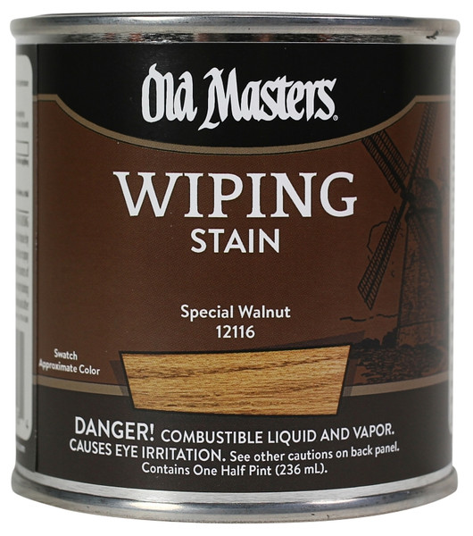 Old Masters 12116 Wiping Stain, Special Walnut, Liquid, 0.5 pt, Can [SKU: ORG3269107]