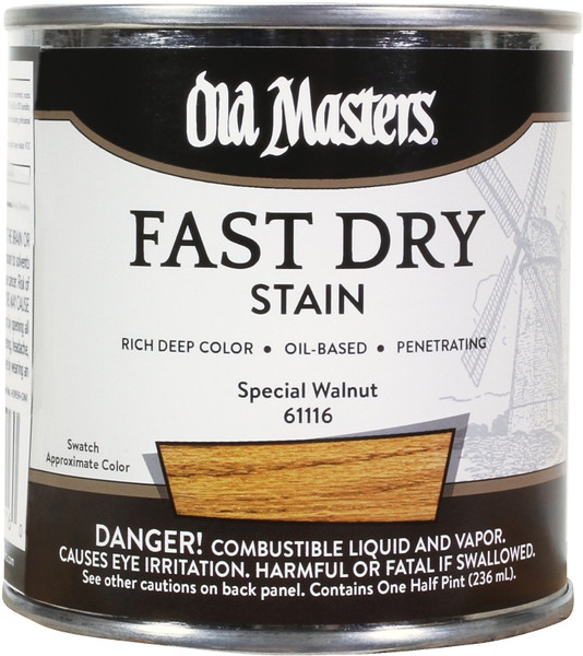 Old Masters 61116 Fast Dry Stain, Special Walnut, Liquid, 1/2 pt [SKU: ORG1113778]