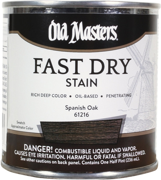 Old Masters 61216 Fast Dry Stain, Spanish Oak, Liquid, 1/2 pt [SKU: ORG1113786]
