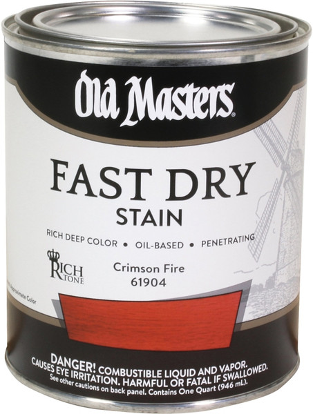 Old Masters 61904 Fast Dry Stain, Crimson Fire, Liquid, 1 qt [SKU: ORG1114685]