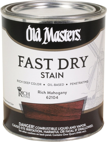 Old Masters 62104 Fast Dry Stain, Rich Mahogany, Liquid, 1 qt [SKU: ORG1114701]