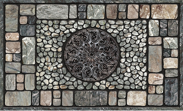 APACHE MILLS Masterpiece AP756-1729F Door Mat, 30 in L, 18 in W, Notre Dame Pattern, Flocked Fiber Surface, Gray [SKU: ORG7421084]