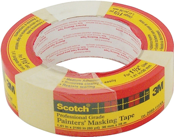 Scotch 20501.5 Masking Tape, 60.1 yd L, 1-1/2 in W, Paper Backing, Beige [SKU: ORG4375085]
