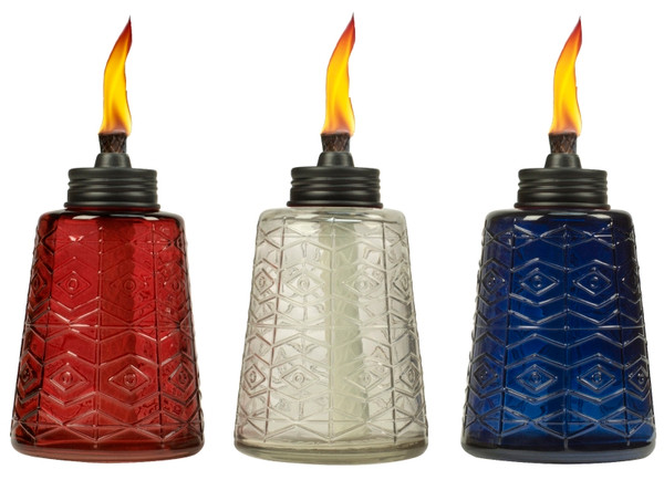 TIKI 1117060 Table Torch, Blue/Clear/Red, 5 hr Burn Time [SKU: ORG1065960]
