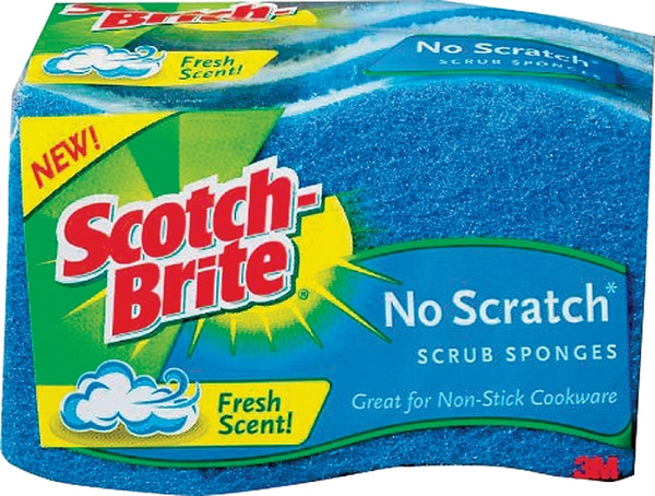 Scotch-Brite MP-3 Scrub Sponge, 4.4 in L, 2.6 in W, 0.8 in Thick, Cellulose, Blue [SKU: ORG4154498]