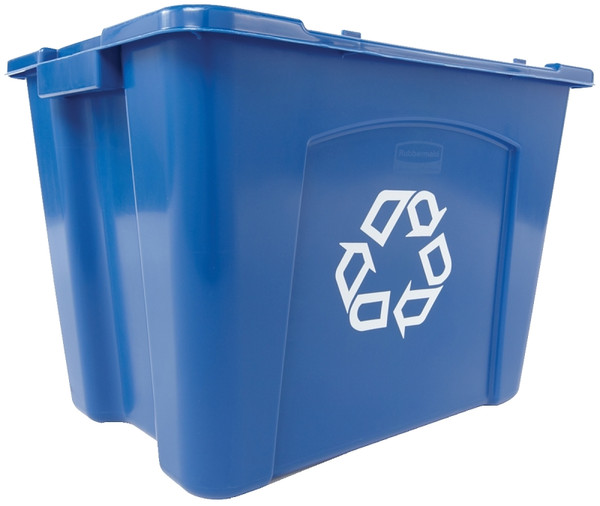 Rubbermaid FG571473BLUE Recycling Box, 14 gal Capacity, Resin, Blue, 20-3/4 in L x 16 in W x 14-3/4 in D Dimensions [SKU: ORG8916330]