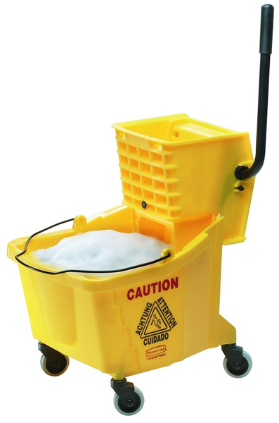 Rubbermaid FG758021YEL Mop Wringer Bucket with Wheels, 35 qt Capacity, Plastic Bucket/Pail, Yellow [SKU: ORG6377055]