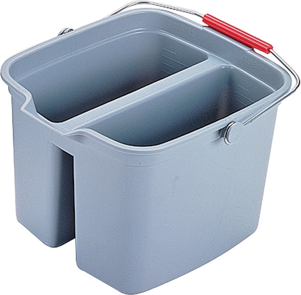 Rubbermaid 261700GRAY Double Bucket, 17 qt Capacity, Rectangular, Plastic Wringer, Gray [SKU: ORG6755458]