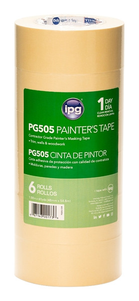 IPG PG505.123R Masking Tape, 60 yd L, 1.88 in W, Paper Backing, Beige [SKU: ORG4110920]